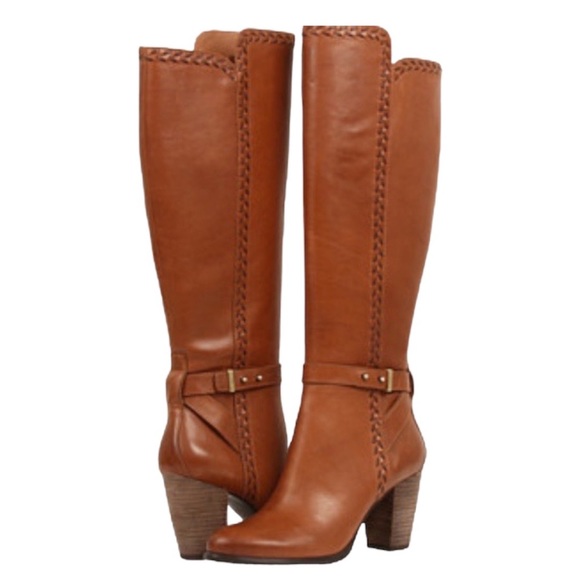 UGG Shoes - UGG Australia Claudine Tall Knee High Inside Zipper Brown Leather Heeled Boots